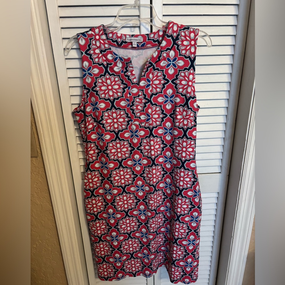 Floral Sleeveless Dress - Red and Blue